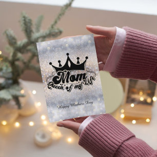Cartão De Notas MOM Queen of my life Glitter Folter Note Card