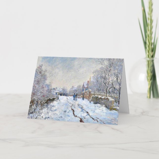 Cartão De Notas Monet - Cena de Neve em Argenteuil (Frente)