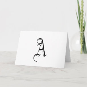 Cartão De Notas Monogram "A" Card _Customizable_Black and White