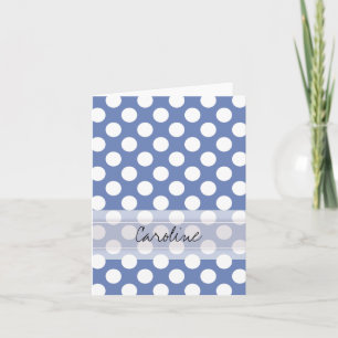 Cartão De Notas Monogram Blue White Trendy Fun Polka Dot Pattern