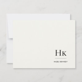 Cartão De Notas Monogram Ivory Simple Monogrammed Social Notecard