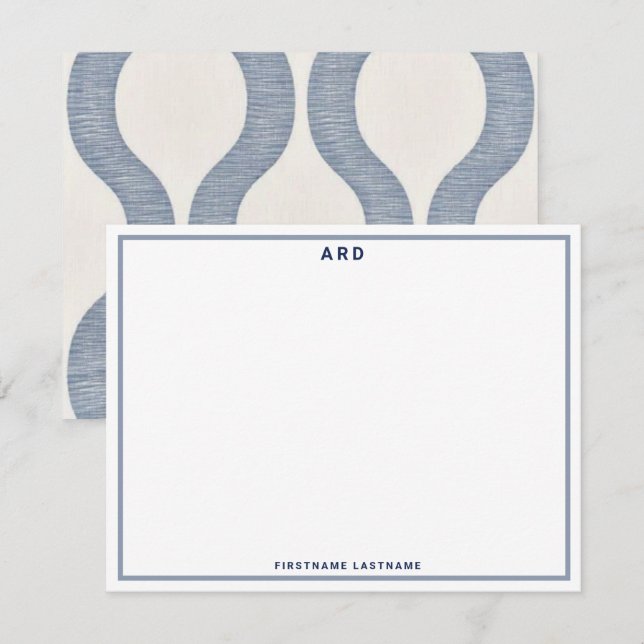 CARTÃO DE NOTAS MONOGRAM PERSONALIZADO PREPPY PAPEL DE CARTA NOTEC (Frente/Verso)