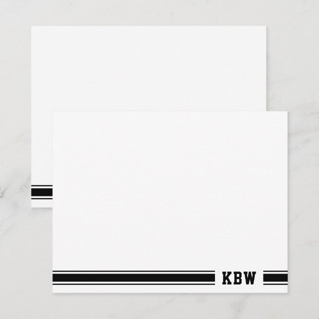 Cartão de Notas Monogram Sporty Preto e Branco (Frente/Verso)