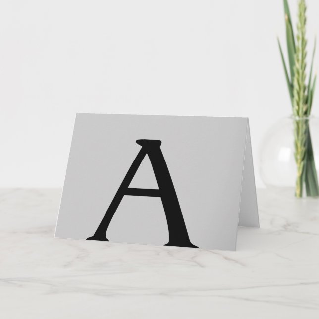 Cartão De Notas Monograma A Cinza Black Note Card (Frente)