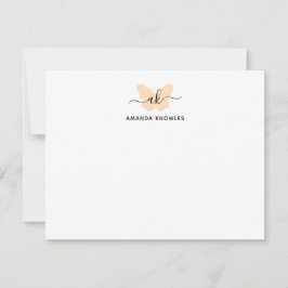 Cartão De Notas Monograma Borboleta Laranja Manuscrito Menino Mini