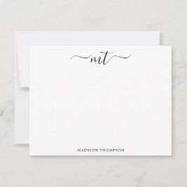 Cartão De Notas Monograma Chic Black Personalization Stationery