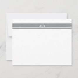 Cartão De Notas Monograma Cinza Minimalista Moderno Personalizado