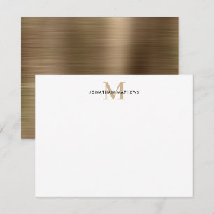 Cartão De Notas Monograma Clássico Dourado de Glam Bruted Metal