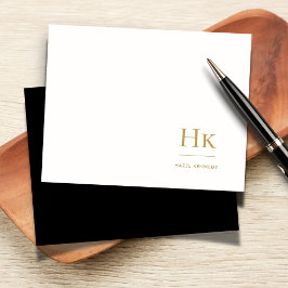 Cartão De Notas Monograma Clássico Dourado Elegante Social