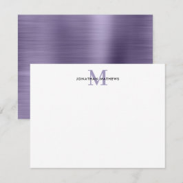 Cartão De Notas Monograma Clássico Puro de Meia-Noite Bruto