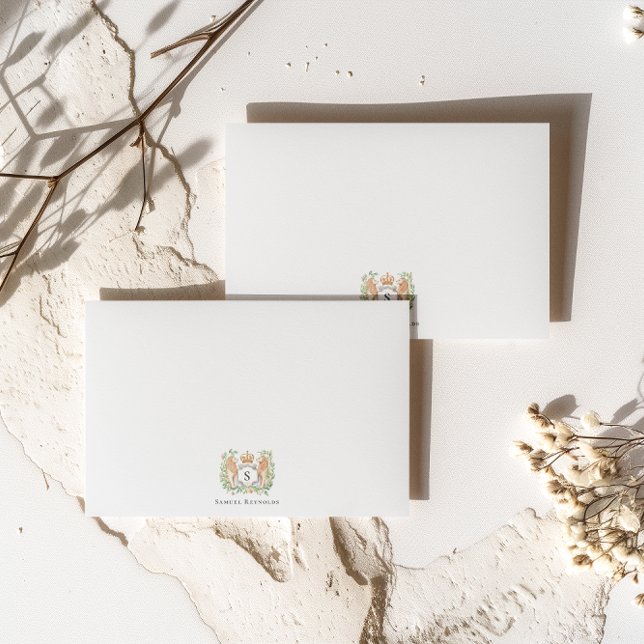 Cartão De Notas Monograma coroado | Cavalheiro Personalizado (Criador carregado)