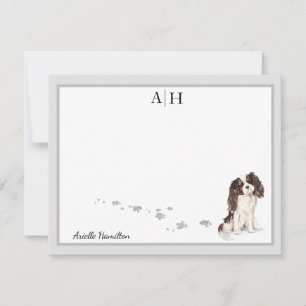 Cartão De Notas Monograma da Cinza King Charles Spaniel