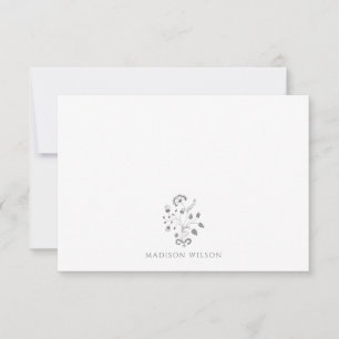 Cartão De Notas Monograma da Vinha Floral Elegante