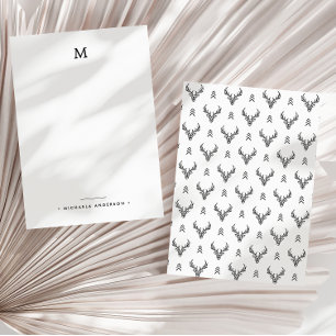 Cartão De Notas Monograma de Abstrato de Cabeças Geométricas Moder