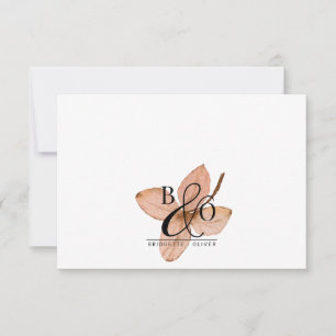 Cartão De Notas Monograma de Ampersand de casal Folha de Aquarel