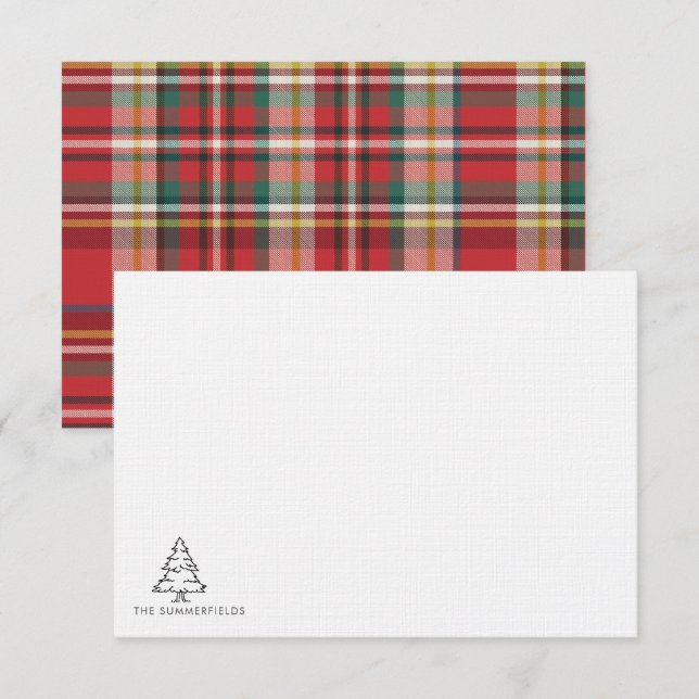 Cartão De Notas Monograma de Árvore de Natal Férias em Família (Frente/Verso)