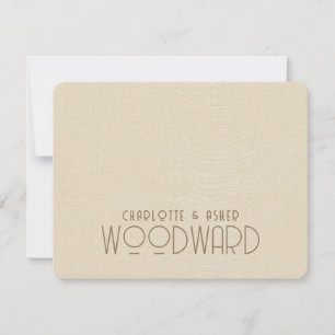 Cartão De Notas Monograma de Casamentos Novos Creme Embossed Linen