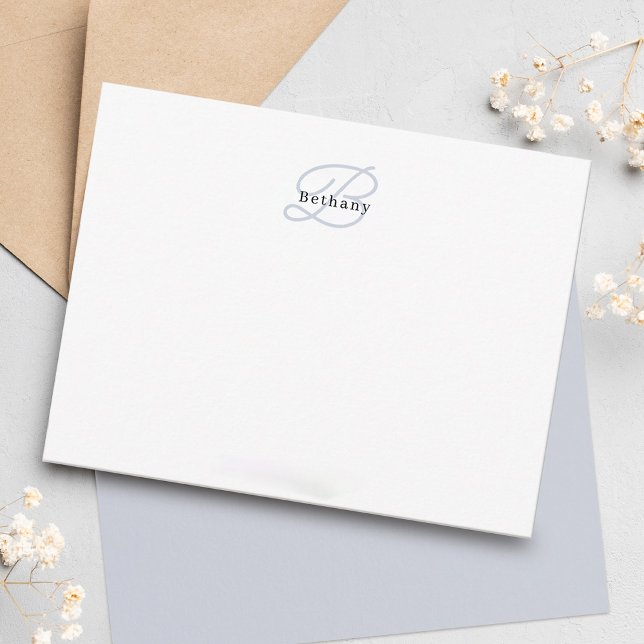 Cartão De Notas Monograma de Cinzas de caligrafia estética elegant (Criador carregado)