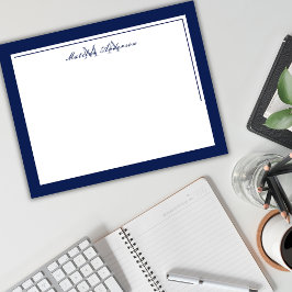 Cartão De Notas Monograma de Dois Nomes de Borda Mínimos Elegante