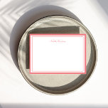 Cartão De Notas Monograma de duas bordas cor-de-rosa mínimo<br><div class="desc">Anote sua mensagem ou anotações neste cartão de nota rosa elegante minimalista com aspecto elegante,  com um monograma de fonte serif e uma letra de script do seu nome com bordas grossas e finas. Personalize com suas iniciais.</div>