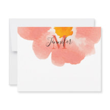 Monograma de Flor de Aquarela Preta e Coral Elegan