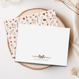 Cartão De Notas Monograma de flor selvagem Floral
