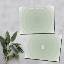 Cartão De Notas Monograma de Gradação de Círculo Minimalista Verde