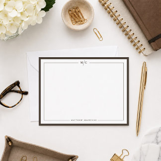 Cartão De Notas Monograma de Homens