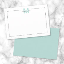 Monograma de Nome Azul Teal Minimalista Script