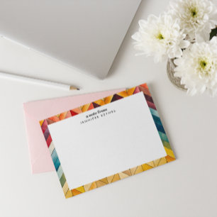 Cartão De Notas Monograma de Nome do Chevron Colorido Vintage