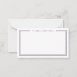 Cartão De Notas Monograma de Nome Inicial Minimalista Roxo