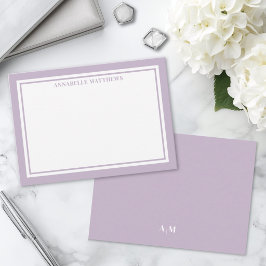 Cartão De Notas Monograma de Nome Minimalista Roxo