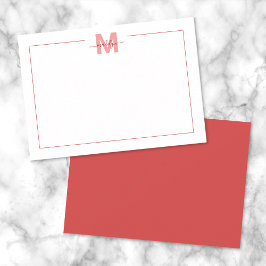 Cartão De Notas Monograma de Nome Vermelho Minimalista Simples