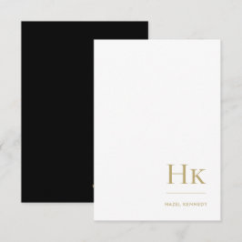 Cartão De Notas Monograma de Notecard Professional Black Dourado