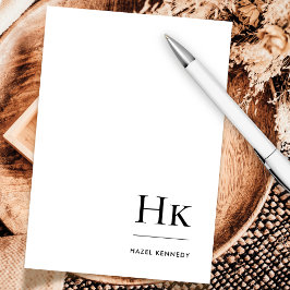 Cartão De Notas Monograma de Notecard Professional Name Simples