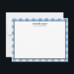 Cartão De Notas Monograma de Plaid de Búfalo de Aquarela Rústica A<br><div class="desc">Obtenha um visual profissional com nossos cartões planos de papelaria personalizados formais e elegantes com seu monograma e seu nome abaixo em fonte serifada sobre um fundo de Plaid de Búfalo de Aquarela Azul inspirado em flanela. O monograma e o nome podem ser facilmente personalizados para criar um design tão...</div>