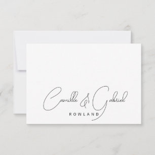 Cartão De Notas Monograma de Script de Nomes de Casal Elegante Sim