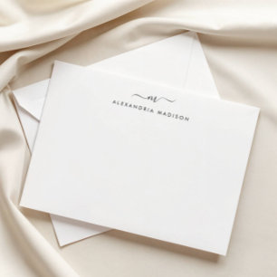 Cartão De Notas Monograma de Script Elegante — Papel de Carta Mo