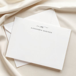 Cartão De Notas Monograma de Script Elegante — Papel de Carta Mode