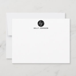 Cartão De Notas Monograma de Script Girassol Moderno Simples - Pre