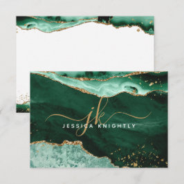 Cartão De Notas Monograma de Script Glitter Dourado de Geodo de Ag