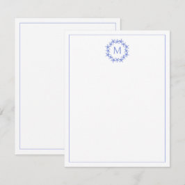 Cartão De Notas Monograma de Verdinho Azul-Costeiro e Marinho Bran