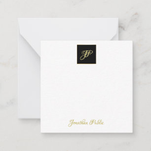 Cartão De Notas Monograma Dourado do texto da mão elegante