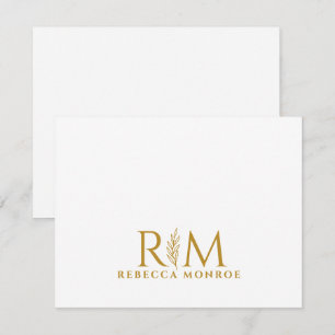 Cartão De Notas Monograma Dourado Elegante