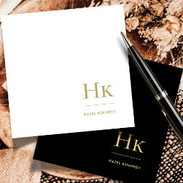 Cartão De Notas Monograma Dourado Simples Elegante Notecard Social