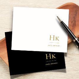 Cartão De Notas Monograma Dourado Simples Elegante Notecard Social
