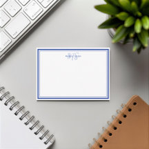 Monograma Duplo Minimalista Azul Simples