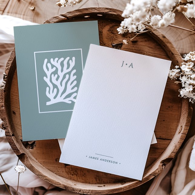 Cartão De Notas Monograma e Nome do Coral Náutico Mínimo Moderno (Criador carregado)