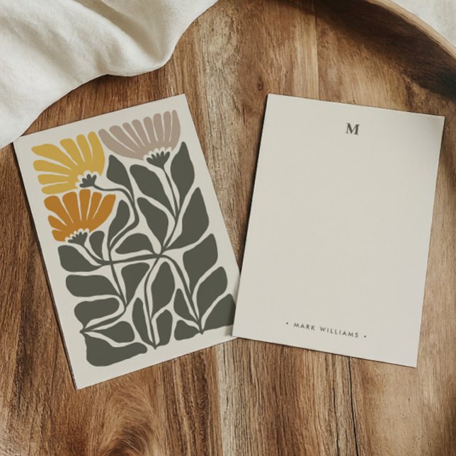 Cartão De Notas Monograma e Nome Floral Retroativo Inspirado na Vi (Criador carregado)