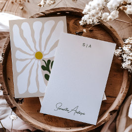 Cartão De Notas Monograma e Nome Floral Terroso em Estilo Retrô Vi